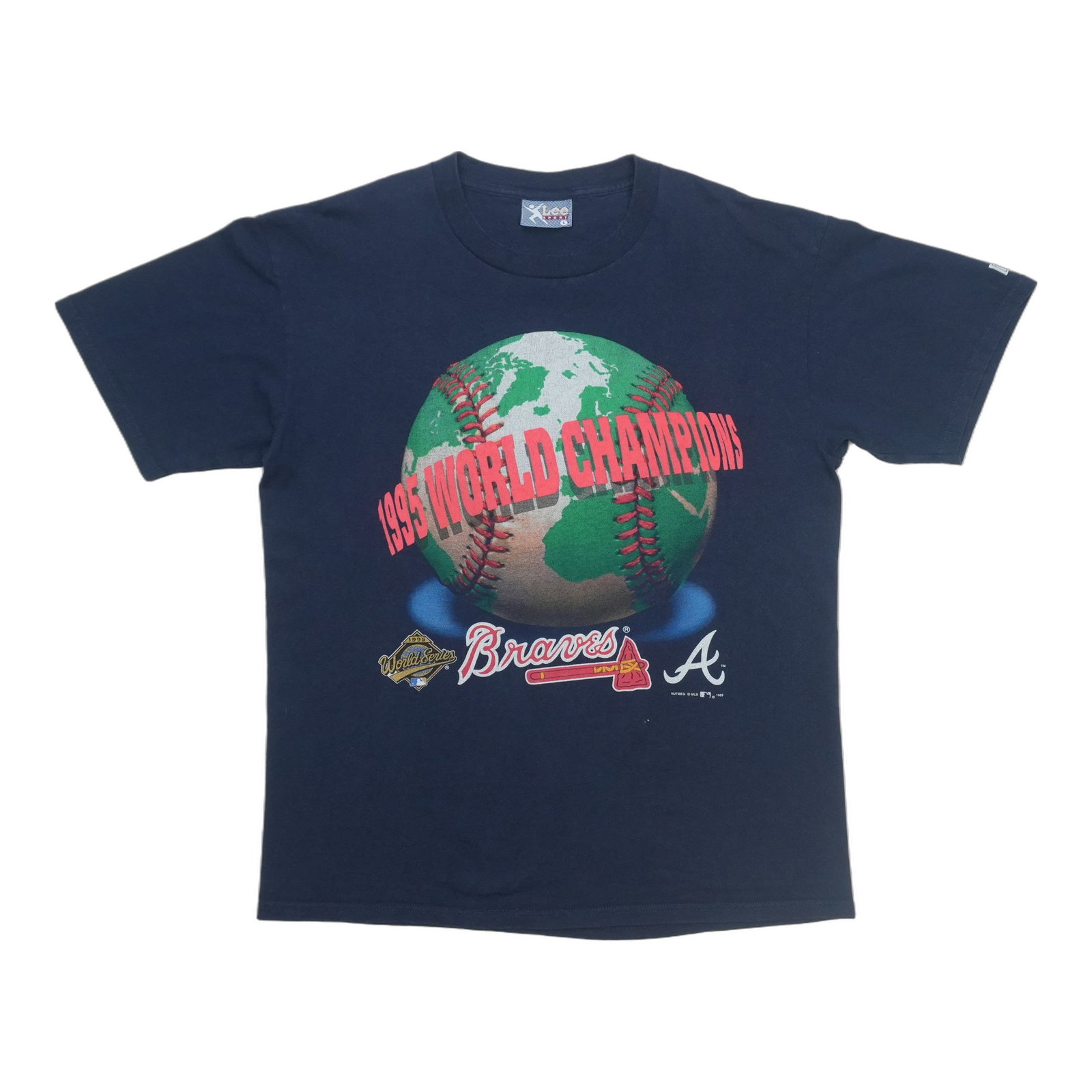 Vintage 1995 Atlanta Braves championship blue cotton shirt (1 of 5)