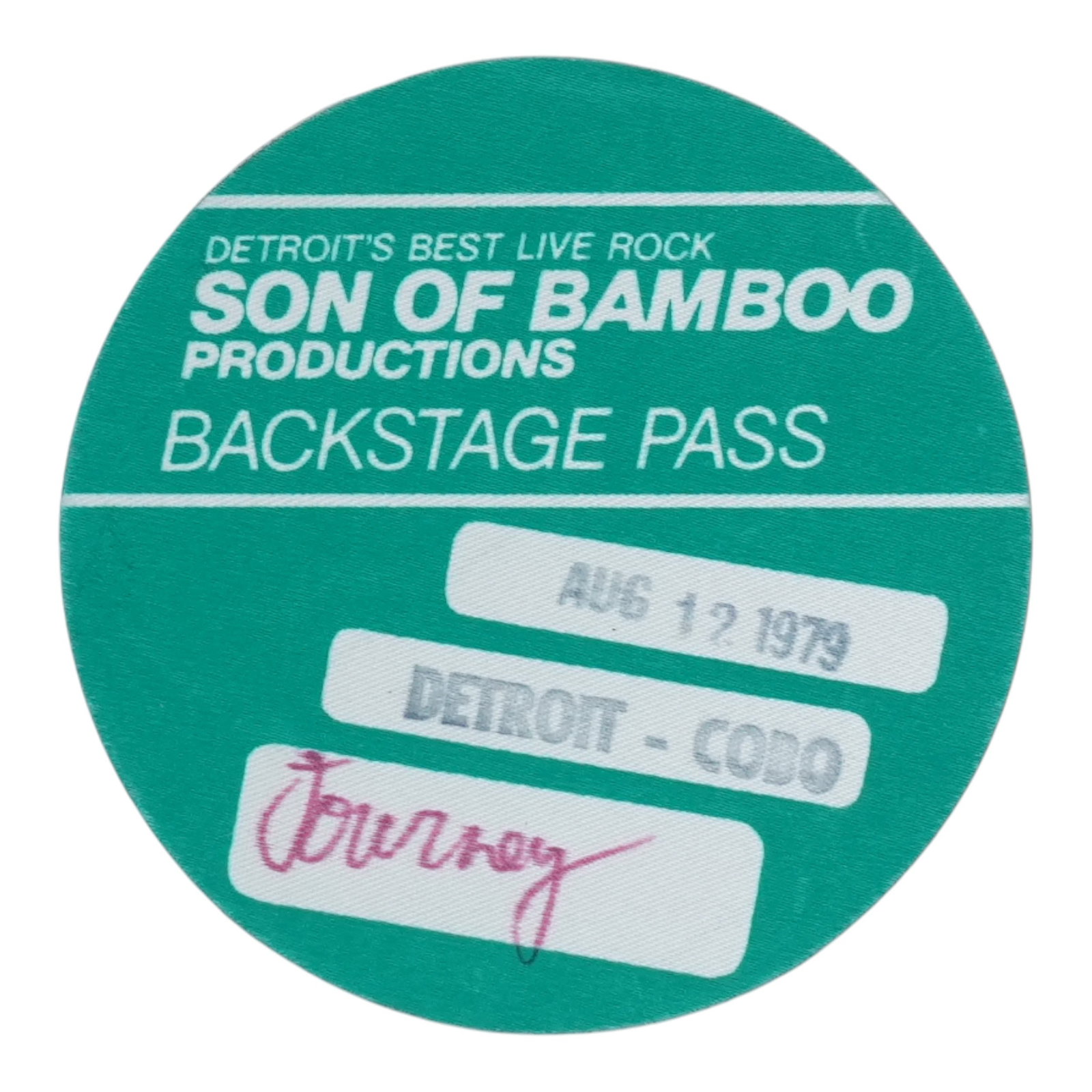 Vintage 1979 Journey Tour Backstage Pass Son of Bamboo Productions (1 of 2)