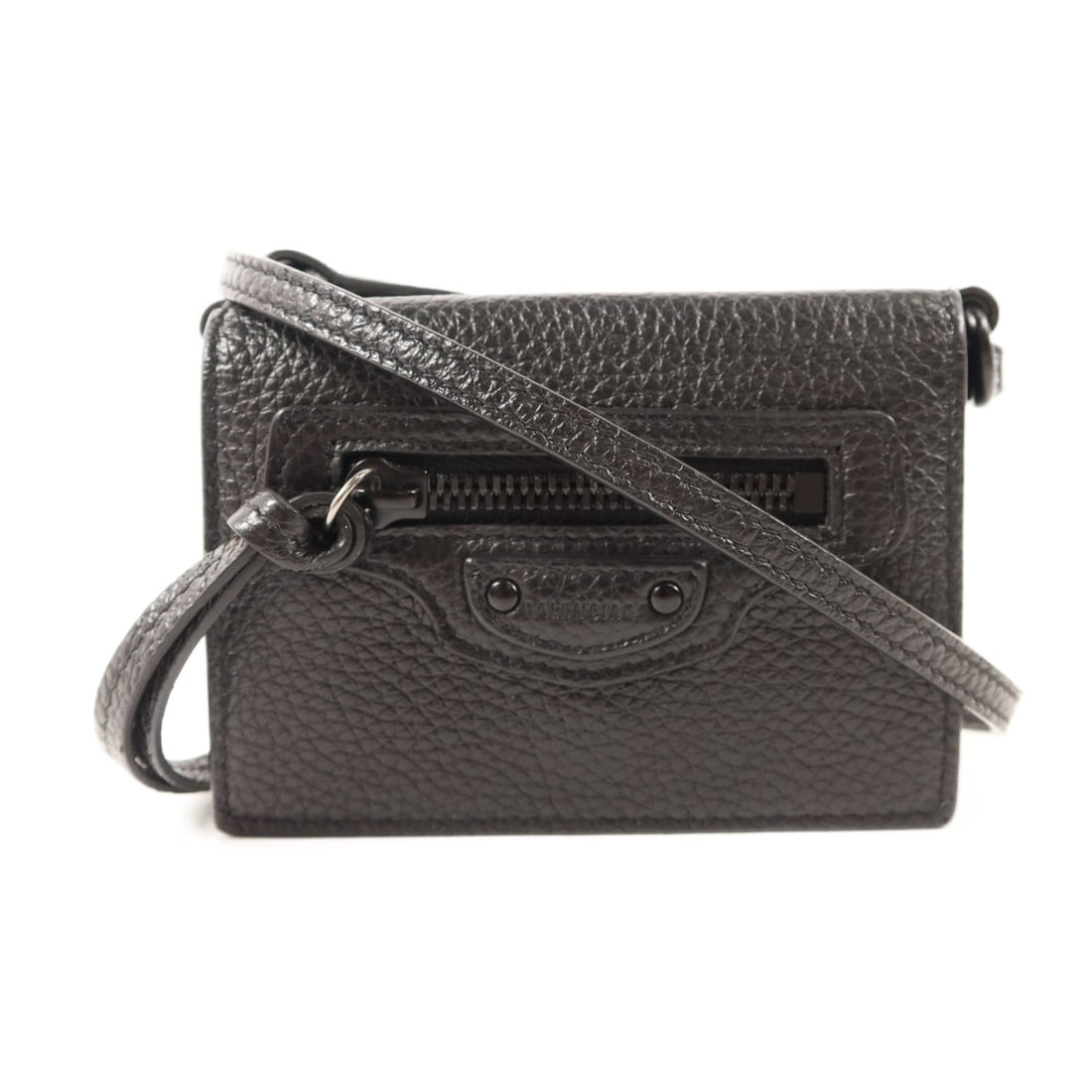 Balenciaga 644480 Mini Neo Classic Calfskin Wallet Shoulder Bag Black: Balenciaga 644480 Mini Neo Classic Calfskin Wallet Shoulder Bag Black A Balenciaga Mini Neo Classic Wallet Shoulder Bag, model 644480, crafted in black calfskin leather. This compact shoulder bag feat