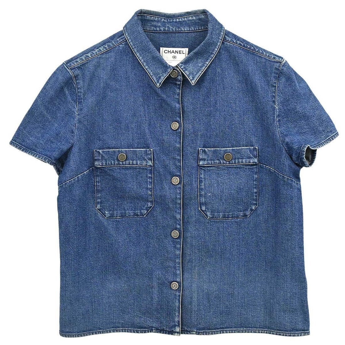 CHANEL 06P Blue Denim Short Sleeve Jacket Size 40 (1 of 15)