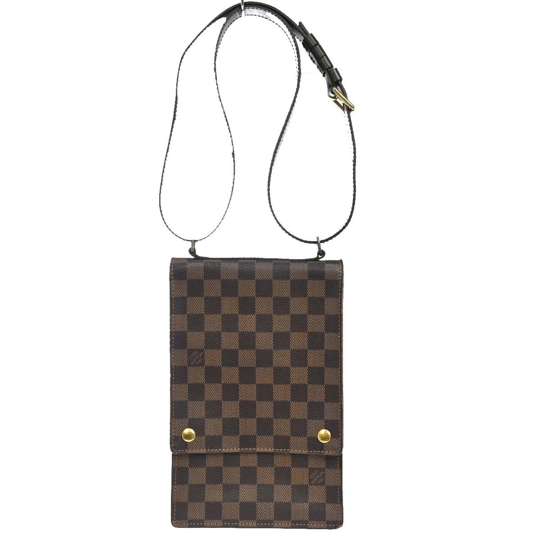 Louis Vuitton Portobello Damier Shoulder Bag N45271 Brown: Louis Vuitton Portobello Damier Shoulder Bag N45271 Brown Vintage Louis Vuitton Portobello shoulder bag in Damier canvas and leather with a brown Ebene check pattern. This medium shoulder bag features