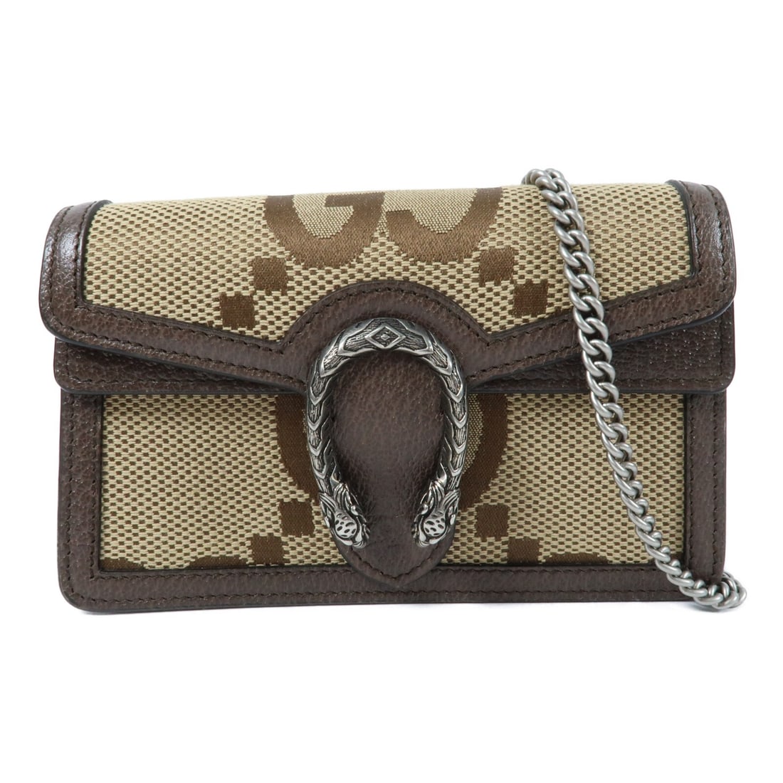 Gucci Dionysus 476432 Brown Calfskin Canvas Chain Shoulder Bag: Gucci Dionysus 476432 Brown Calfskin Canvas Chain Shoulder Bag A Gucci Dionysus Chain Shoulder Bag, model 476432, crafted in calfskin leather and canvas in brown. This women's shoulder bag features a 