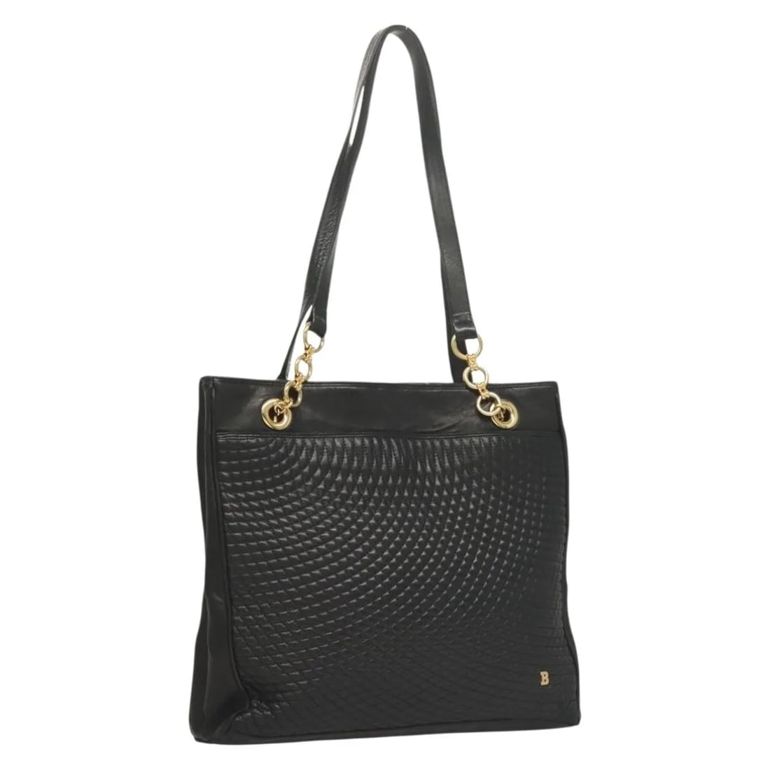 Bally Vintage Black Leather Tote Bag for Women: Bally Vintage Black Leather Tote Bag for Women This Bally vintage tote bag is crafted from black leather and is designed for women. It features a spacious interior and classic tote silhouette. The bag