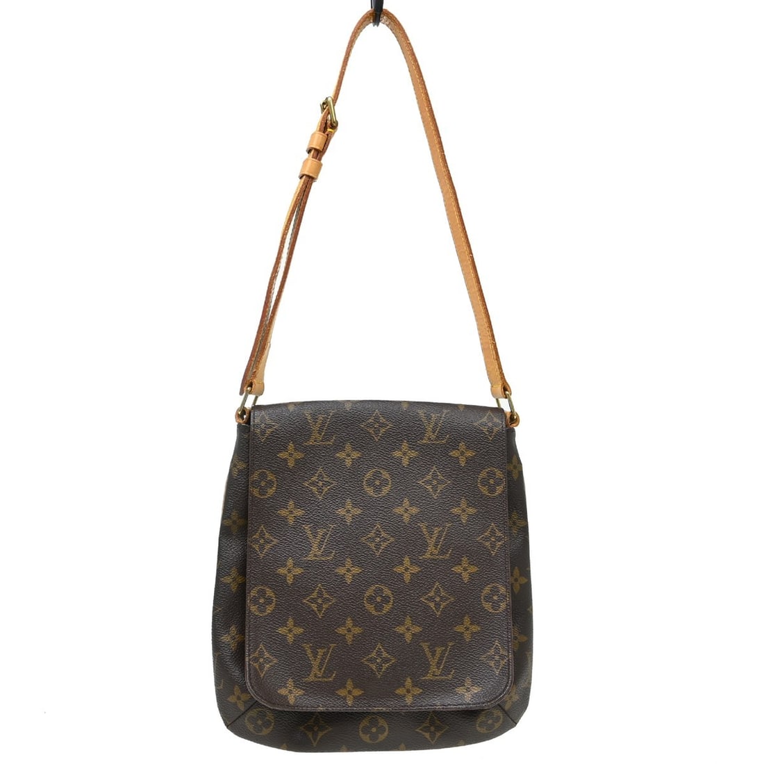 Louis Vuitton Musette Salsa Monogram Shoulder Bag M51258: Louis Vuitton Musette Salsa Monogram Shoulder Bag M51258 Vintage Louis Vuitton Musette Salsa short shoulder bag in brown Monogram canvas with leather trim. This medium shoulder bag features a flap wit