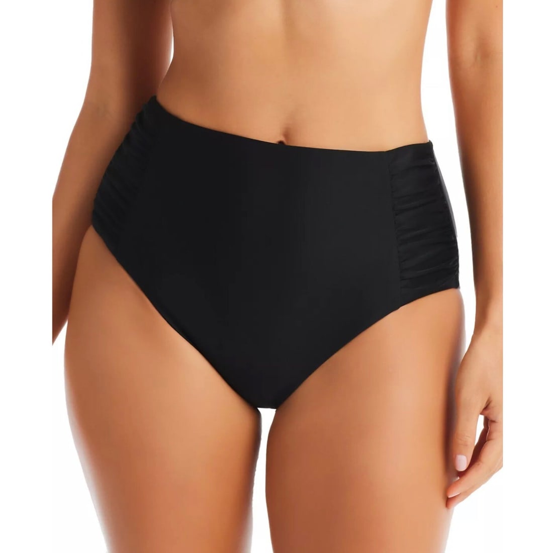 BAR III Women's XL High Rise Shirred Bikini Bottoms Black: BAR III Women's XL High Rise Shirred Bikini Bottoms Black Elevate your swimwear collection with these BAR III Shirred High Rise Bikini Bottoms in classic black. Designed for comfort and style, these b