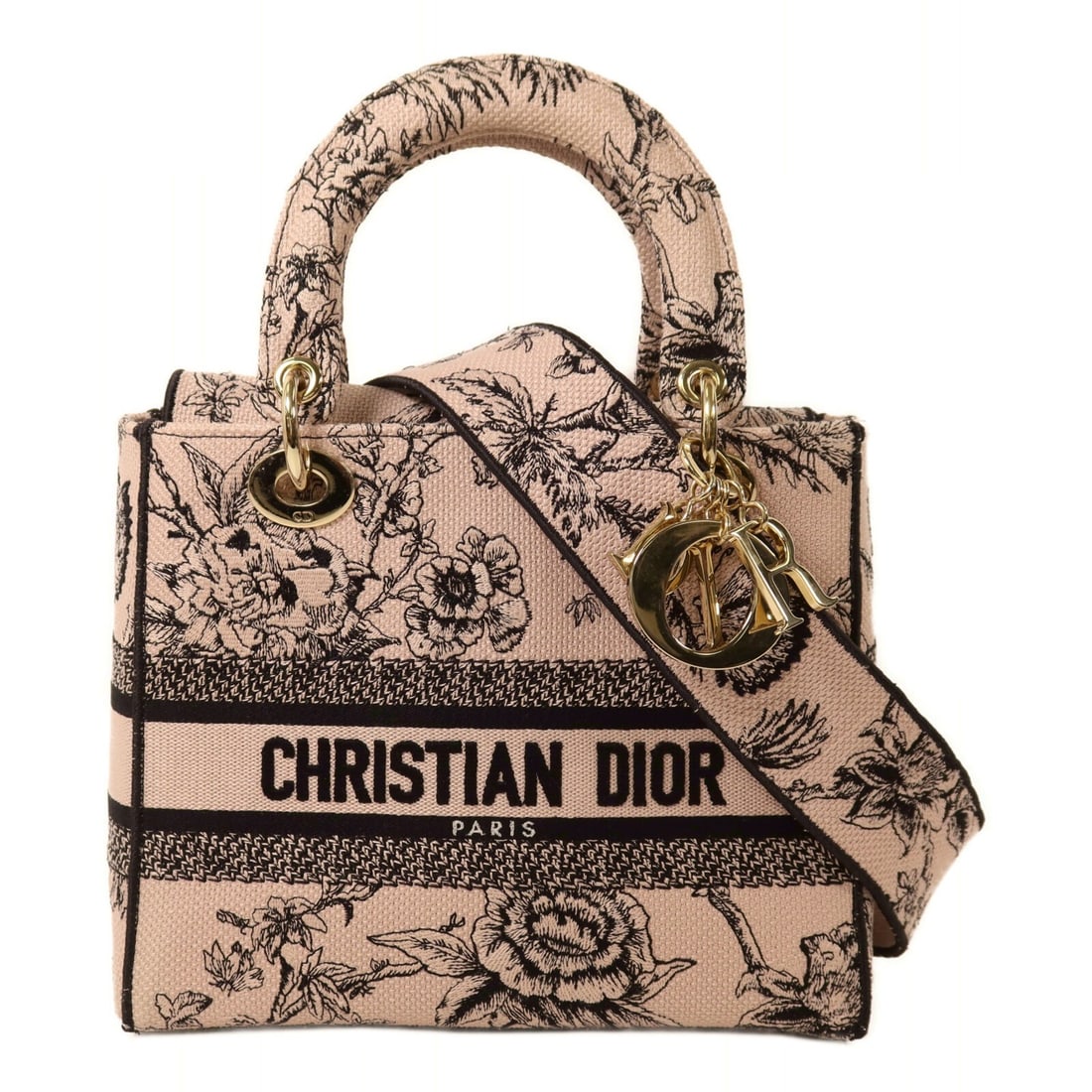 Dior Lady D Lite Medium Canvas 2 Way Bag Pink Black (1 of 13)