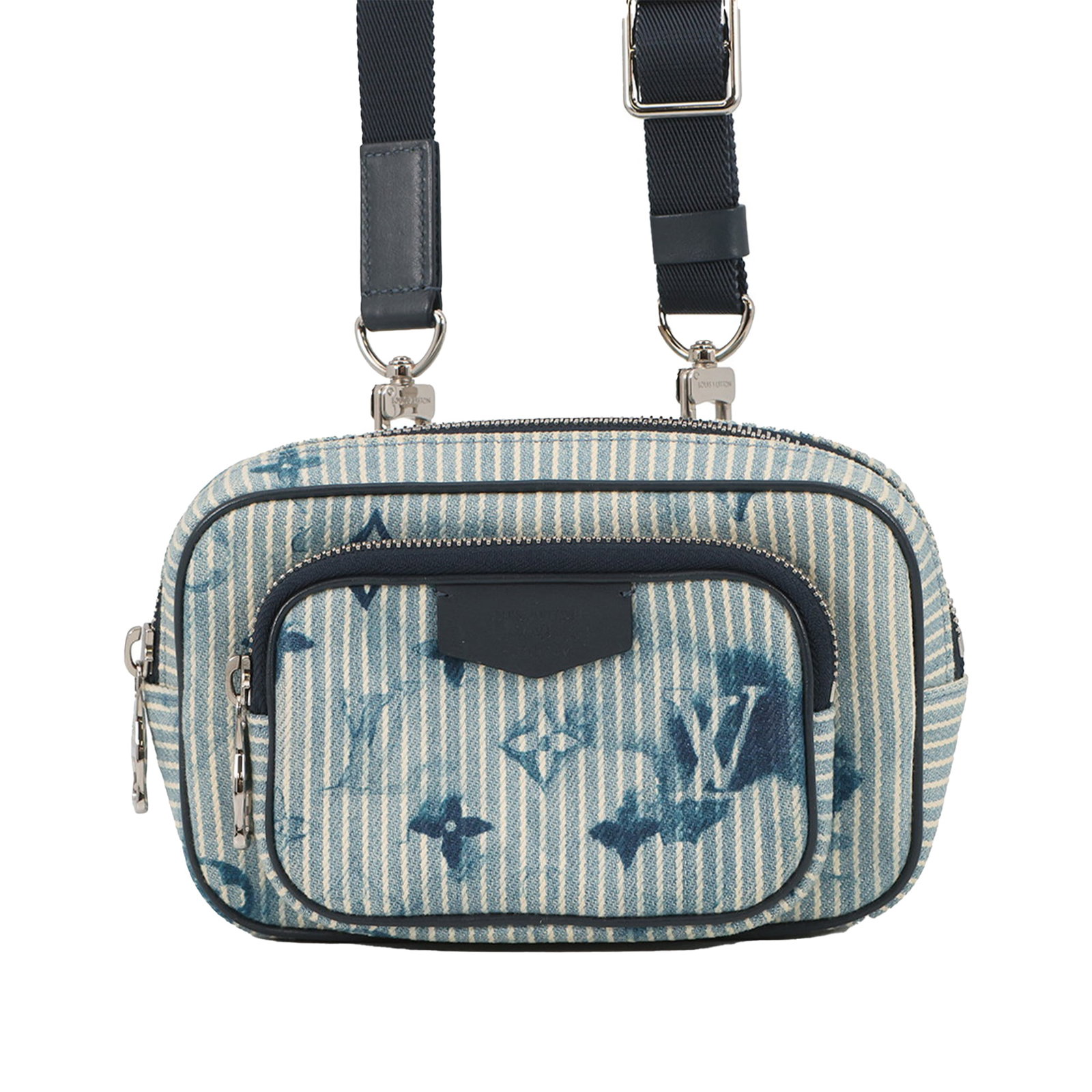 Louis Vuitton Outdoor Pouch Monogram Denim Watercolor Hickory Stripes: Louis Vuitton Outdoor Pouch Monogram Denim Watercolor Hickory Stripes Louis Vuitton Monogram Denim Watercolor Hickory Stripes Outdoor Pouch in blue fabric. This pouch features a monogram denim canvas 