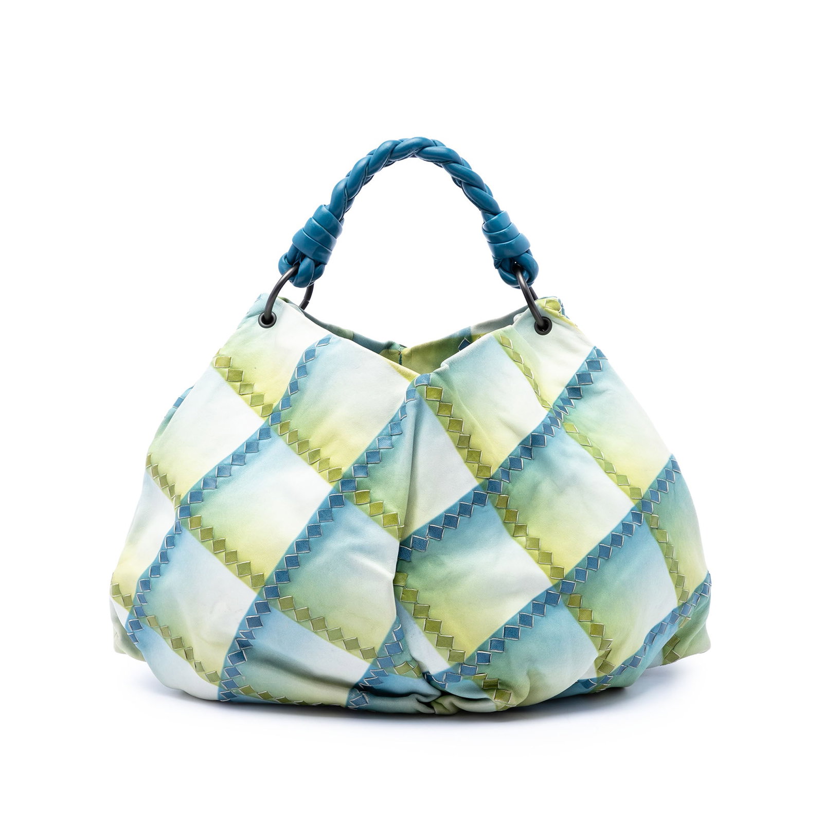 Blue Leather Hobo Bag Bottega Veneta Aquilone Fortune Cookie: Blue Leather Hobo Bag Bottega Veneta Aquilone Fortune Cookie Bottega Veneta Nappa Intrecciato Aquilone Fortune Cookie Hobo in blue leather. This hobo bag features a leather body, a braided rolled hand