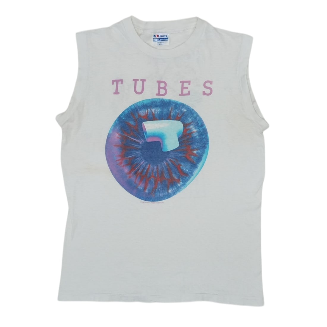 Vintage 1983 The Tubes Tour White Cotton Sleeveless Large Shirt (1 of 9)