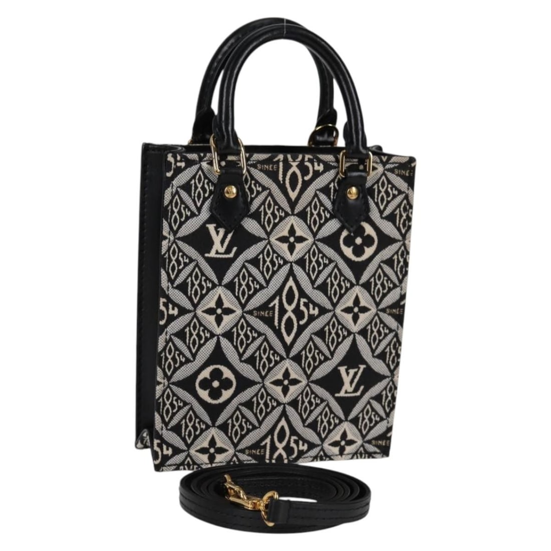 Louis Vuitton Since 1854 Petit Sac Plat Black Monogram Canvas Bag M80484: Louis Vuitton Since 1854 Petit Sac Plat Black Monogram Canvas Bag M80484 A pre-owned Louis Vuitton Petit Sac Plat 2way handbag in black Monogram Canvas. It comes with a shoulder strap and dust bag, an
