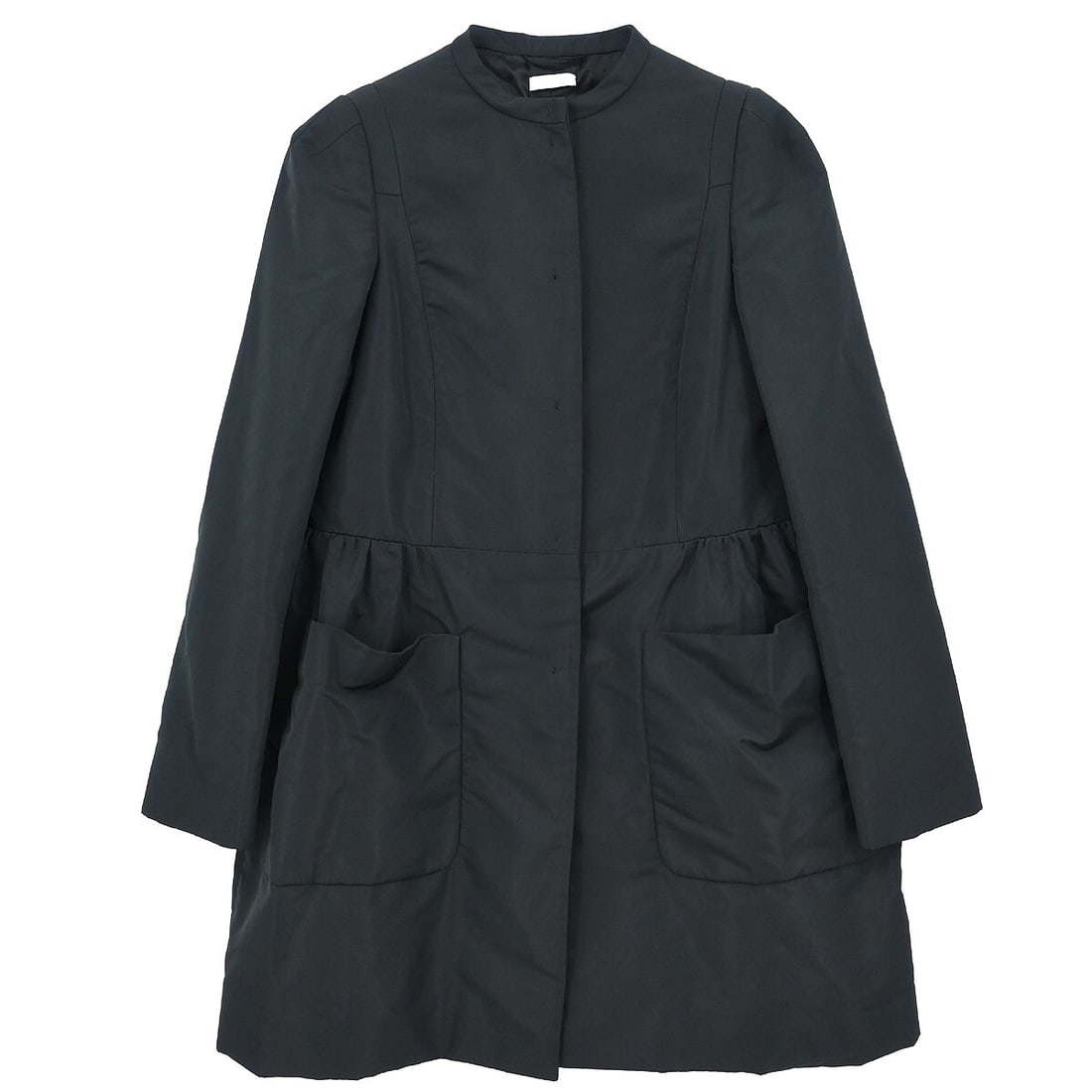 Miu Miu Womens Black Mid Length Button Jacket Size 36: Miu Miu Womens Black Mid Length Button Jacket Size 36 Vintage women's single-breasted mid-length jacket in black with a long-sleeve silhouette and button closure. Made in Italy, this basic jacket feat