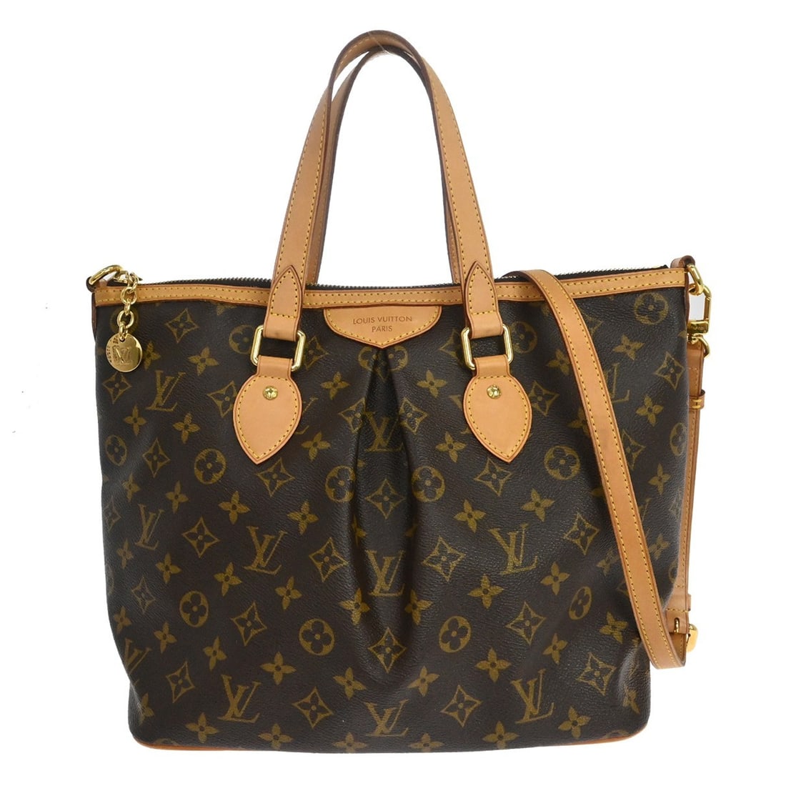 Louis Vuitton Palermo PM Monogram Canvas 2way Tote with Strap M40145: Louis Vuitton Palermo PM Monogram Canvas 2way Tote with Strap M40145 Vintage Louis Vuitton Palermo PM 2-way tote bag in brown Monogram canvas and leather. This medium tote features a buckle flap closu