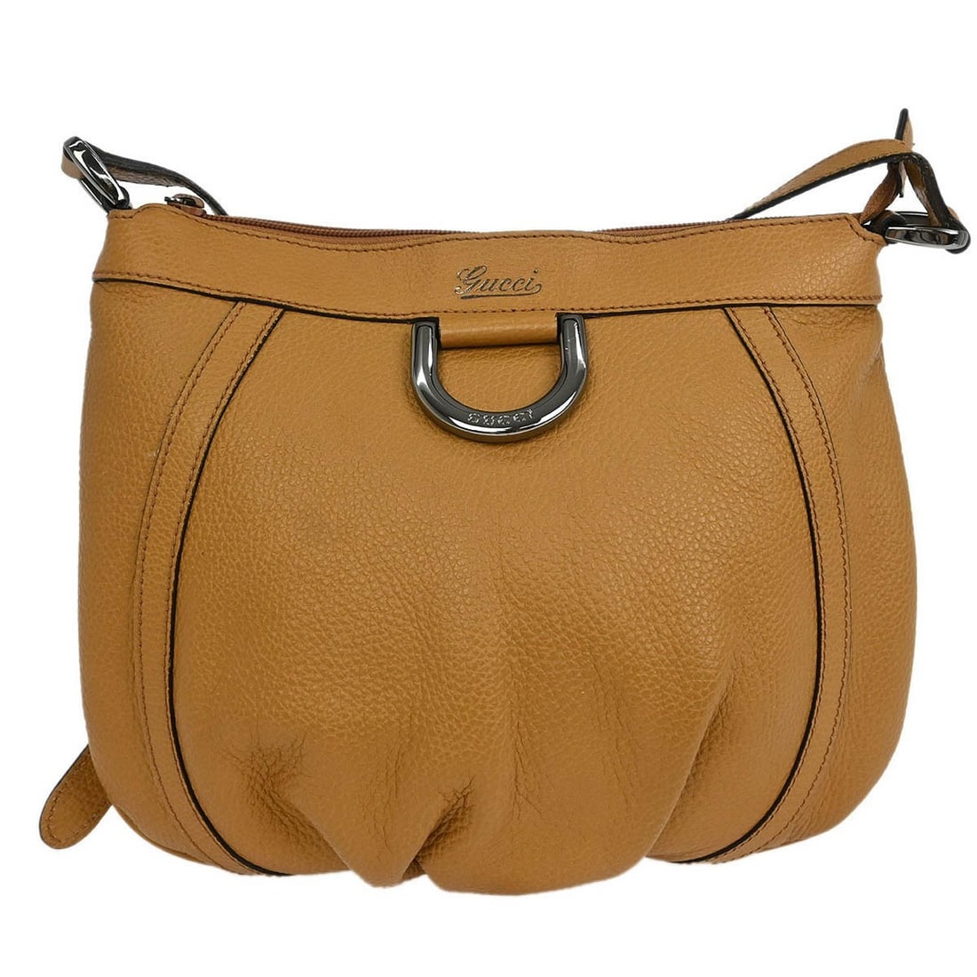 Gucci Abbey Leather Shoulder Bag Brown D Ring 265691 200047: Gucci Abbey Leather Shoulder Bag Brown D Ring 265691 200047 Vintage Gucci Abbey shoulder bag in brown leather with the signature D-ring design. This medium-sized women's bag features a slim profile an