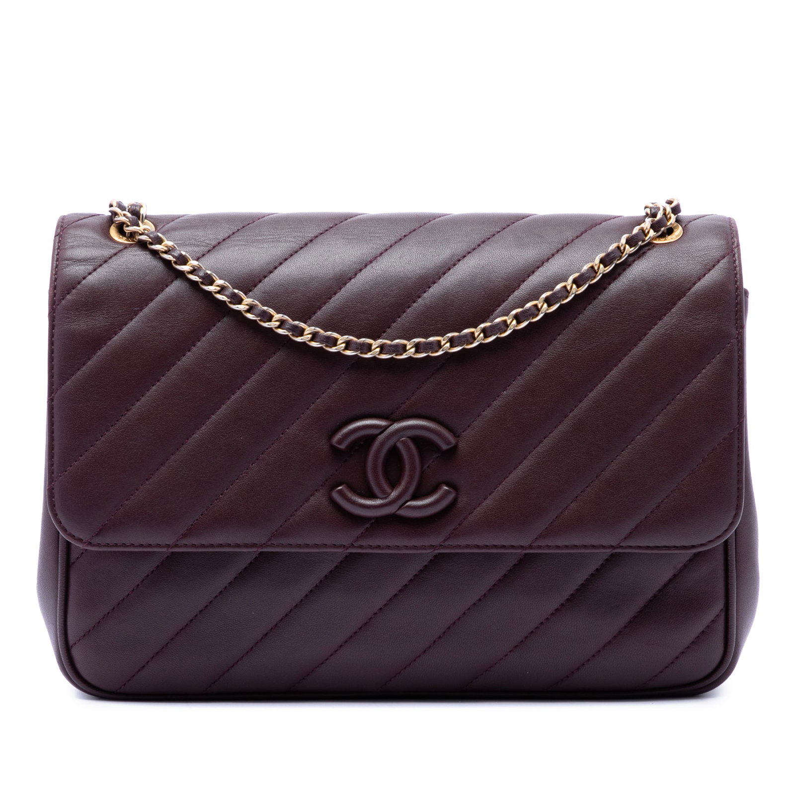 Chanel CC Signature Flap Bag Red Diagonal Quilted Lambskin (1 of 6)