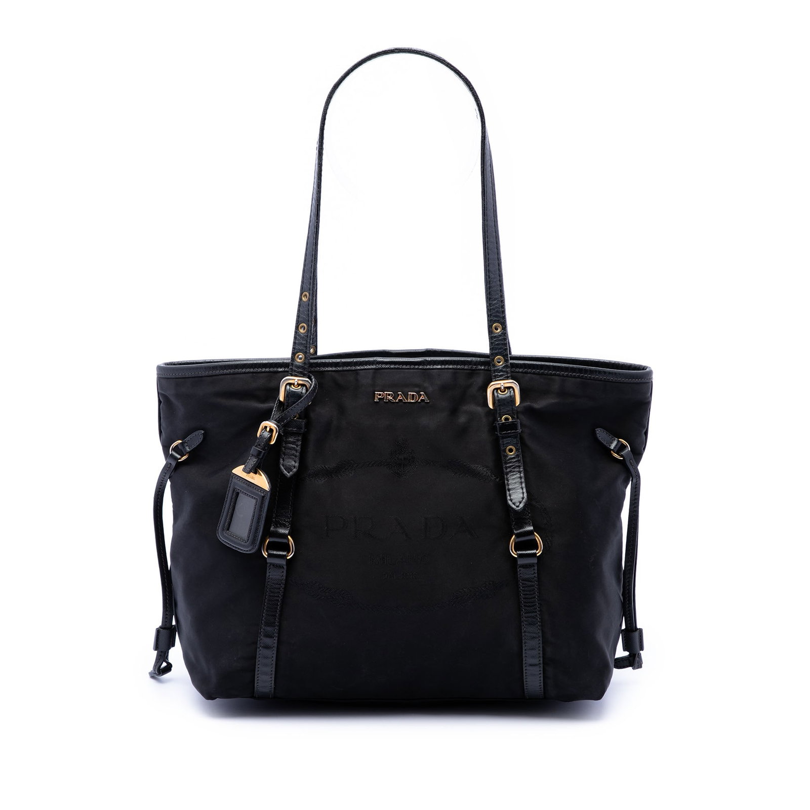 Prada Tessuto Canapa Tote Bag Black Nylon Leather Trim (1 of 6)