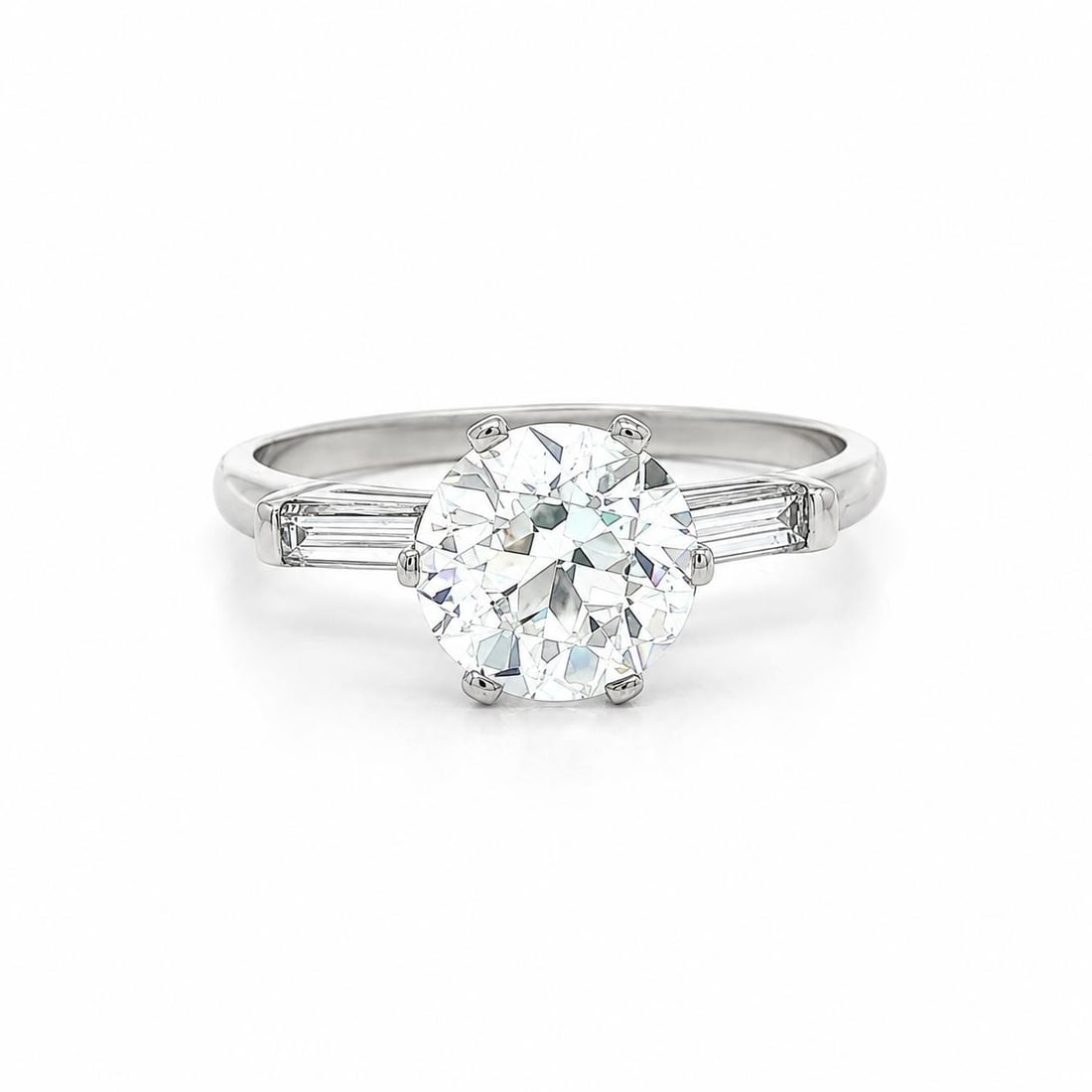 Platinum GIA Diamond Engagement Ring with Old European Cut Center (1 of 18)