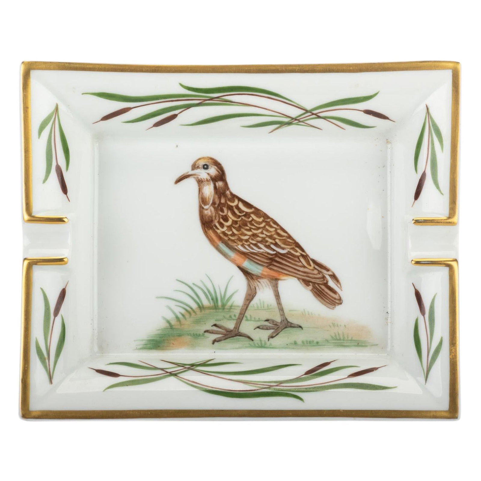 Porcelain Ashtray with Bird Motif by Hermes France (1 of 5)