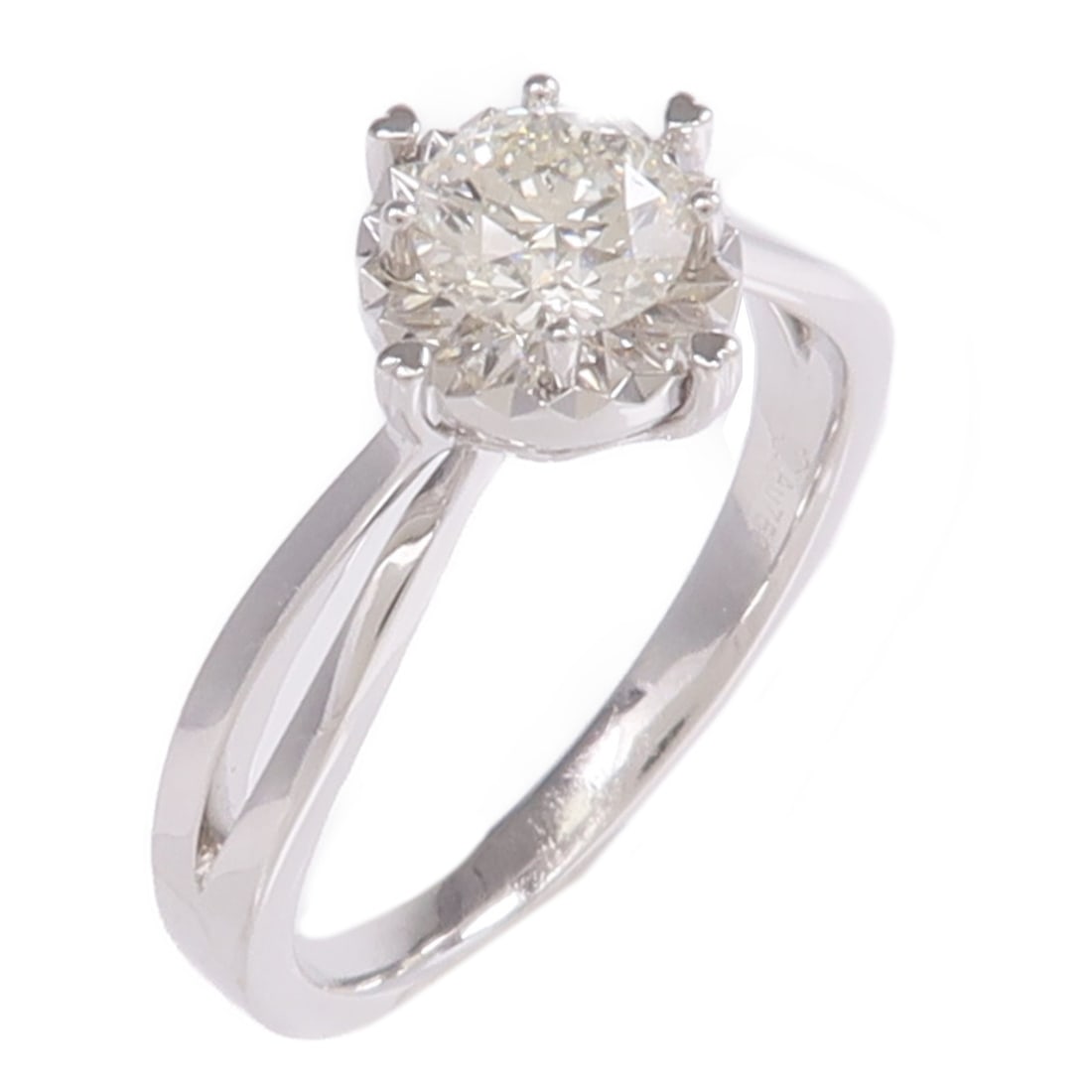 18K White Gold Diamond Ring Brand JEWELRY Size 5.5: 18K White Gold Diamond Ring Brand JEWELRY Size 5.5 Diamond ring in 18K white gold with a clear diamond main stone. The ring is size US 5.5 and has a clear finish. Condition is B: reasonable wear and t