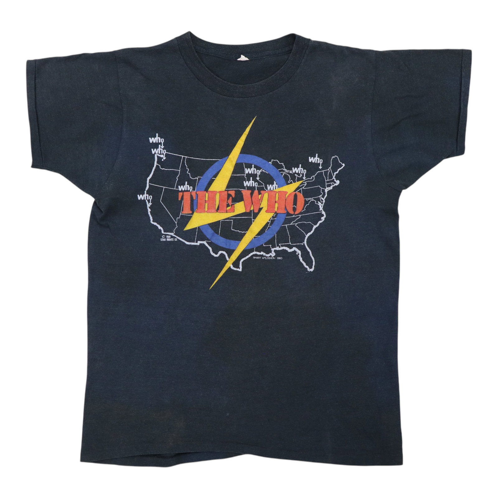 Vintage 1980 The Who Poly Cotton Black Tour T Shirt Large: Vintage 1980 The Who Poly Cotton Black Tour T Shirt Large This is an original vintage 1980 The Who North American Tour shirt, not a modern reproduction. Made from a 50/50 poly/cotton blend, the shirt 