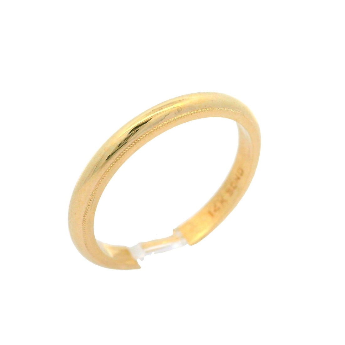 Classic 14k Yellow Gold 2.40mm Milgrain Dome Wedding Band (1 of 7)