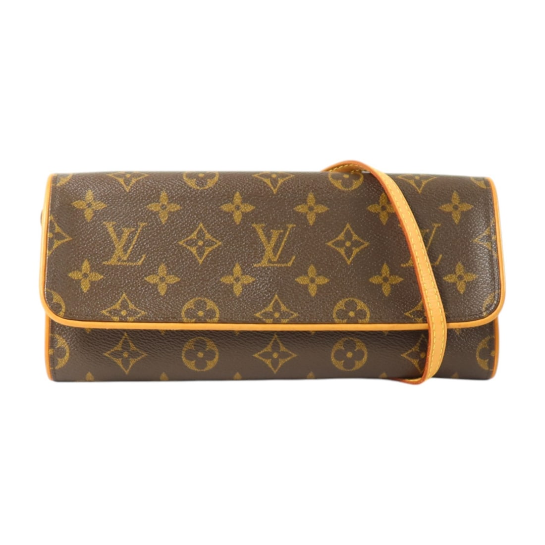 Louis Vuitton Pochette Twin GM Monogram Shoulder Bag M51852: Louis Vuitton Pochette Twin GM Monogram Shoulder Bag M51852 Louis Vuitton Pochette Twin GM shoulder bag in brown Monogram and PVC coated canvas. It features a magnetic pocket and one open interior poc
