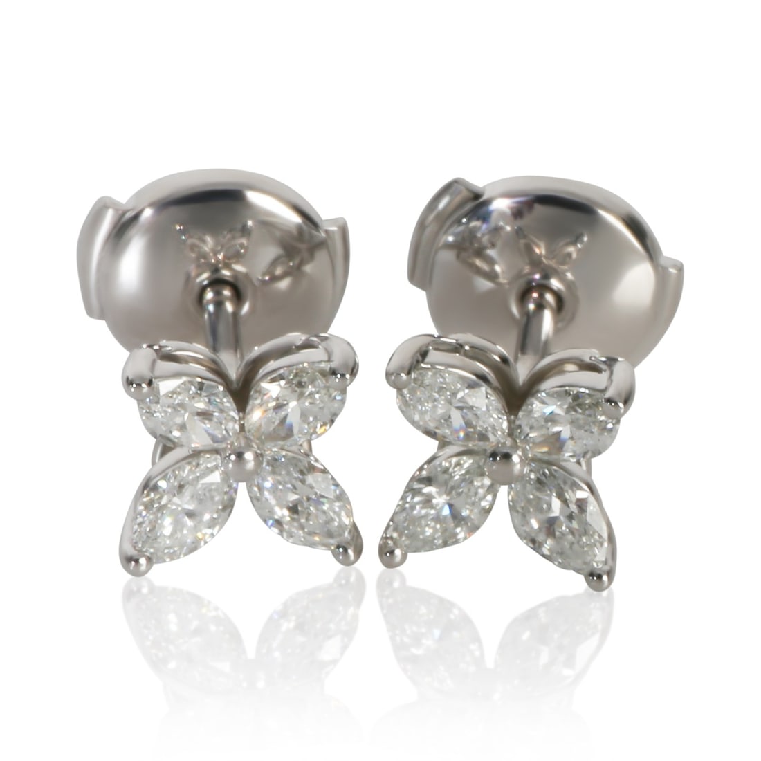 Victoria Small Platinum Diamond Earrings by Tiffany with Box: Victoria Small Platinum Diamond Earrings by Tiffany with Box These Tiffany & Co. Platinum Diamond Small Model Victoria Earrings feature marquise-shaped diamonds set in 950 platinum. Part of the Small 