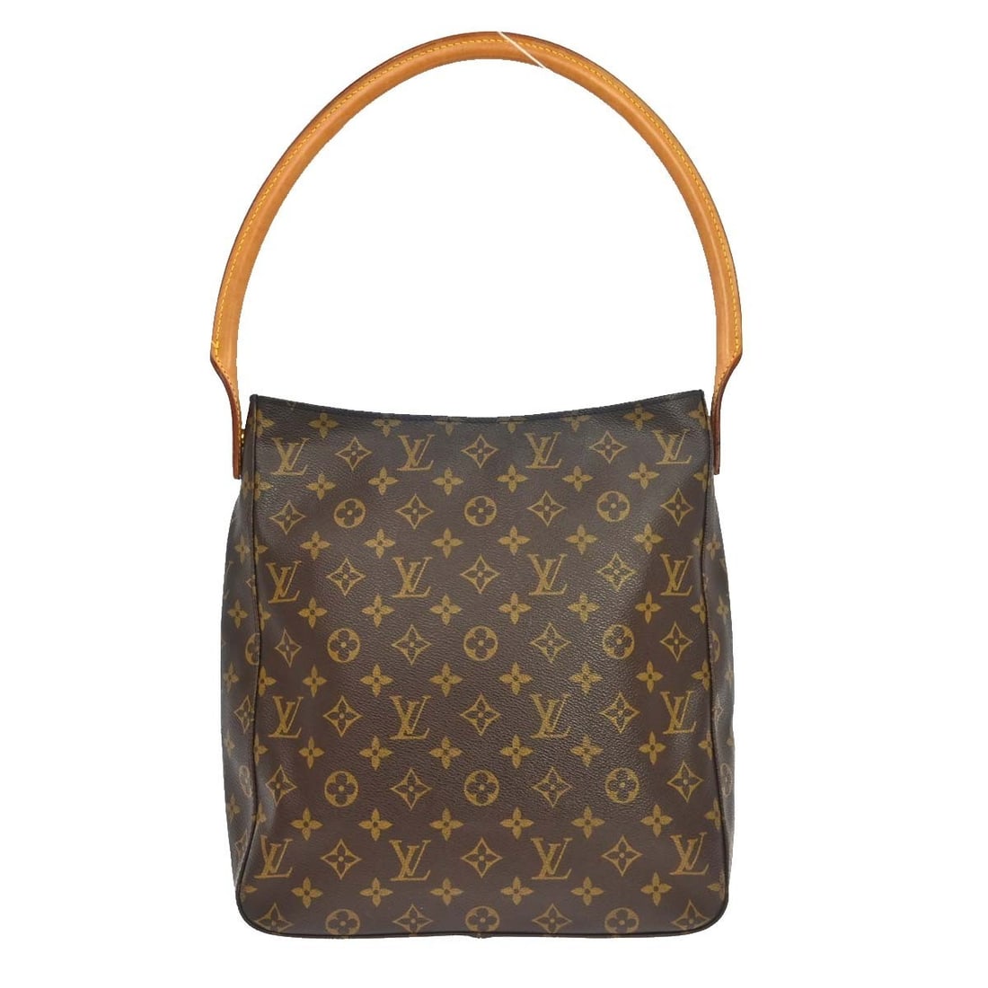 Louis Vuitton Looping GM Monogram Canvas Shoulder Bag M51145: Louis Vuitton Looping GM Monogram Canvas Shoulder Bag M51145 Vintage Louis Vuitton Looping GM shoulder bag in Monogram canvas with leather trim and a beige leather strap. This women's shoulder bag fea