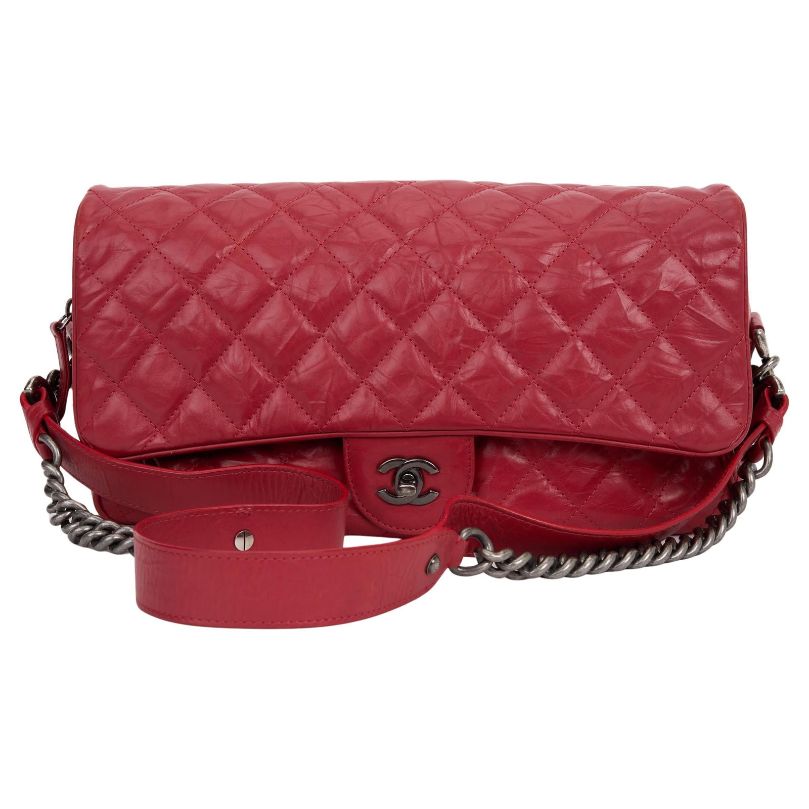 Chanel Quilted Rock Airline Flap Bag Crumpled Calfskin Karl Lagerfeld (1 of 9)