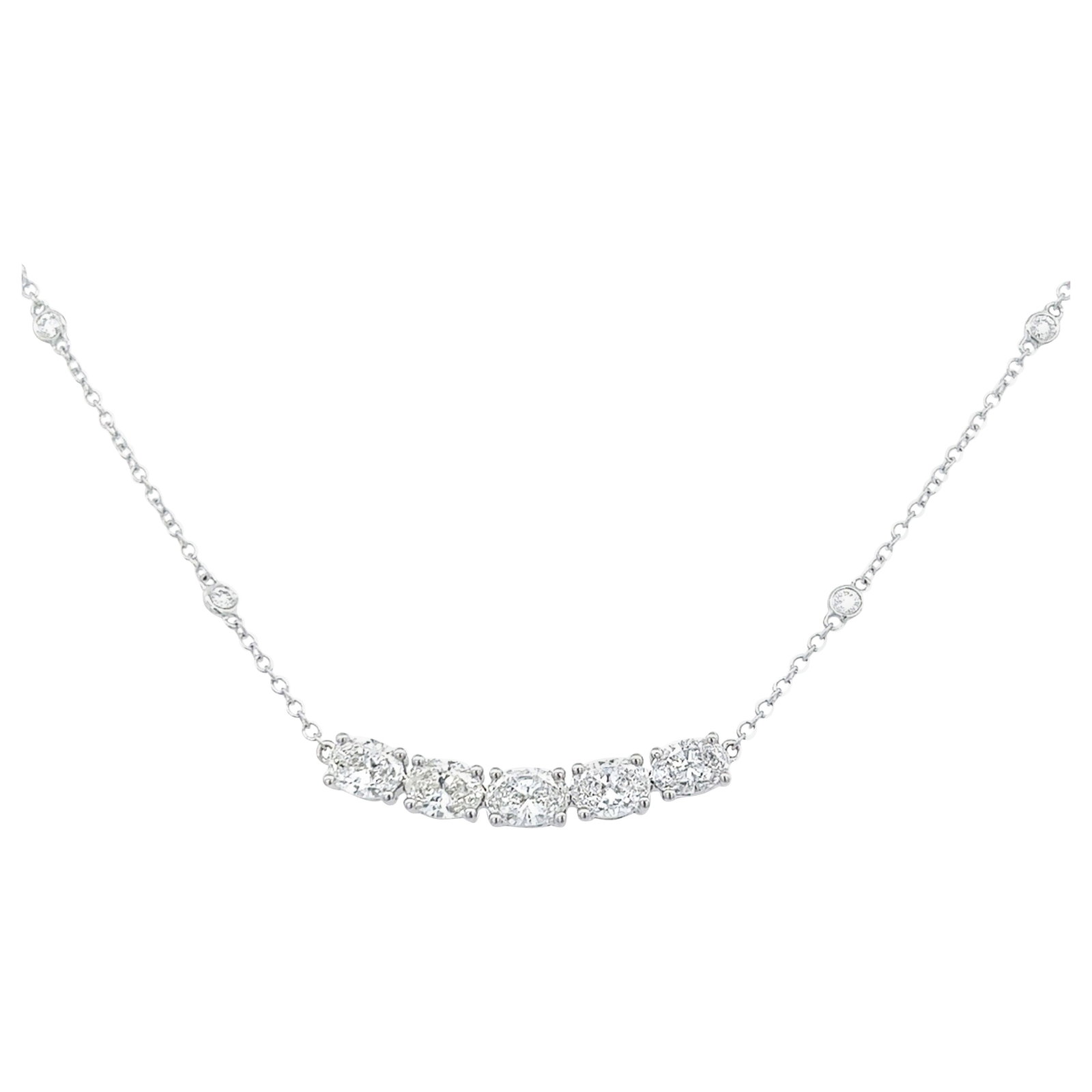 1.61ct Oval Diamond Pendant Necklace 18k White Gold: 1.61ct Oval Diamond Pendant Necklace 18k White Gold This exquisite 1.61ctt Oval Diamond Pendant Necklace is crafted in luxurious 18k white gold. The pendant features a stunning east-west oval diamond 