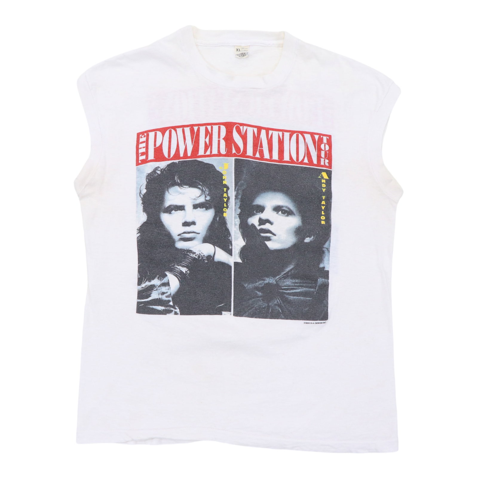 Vintage 1985 Power Station Tour White Cotton Sleeveless Shirt XL (1 of 12)