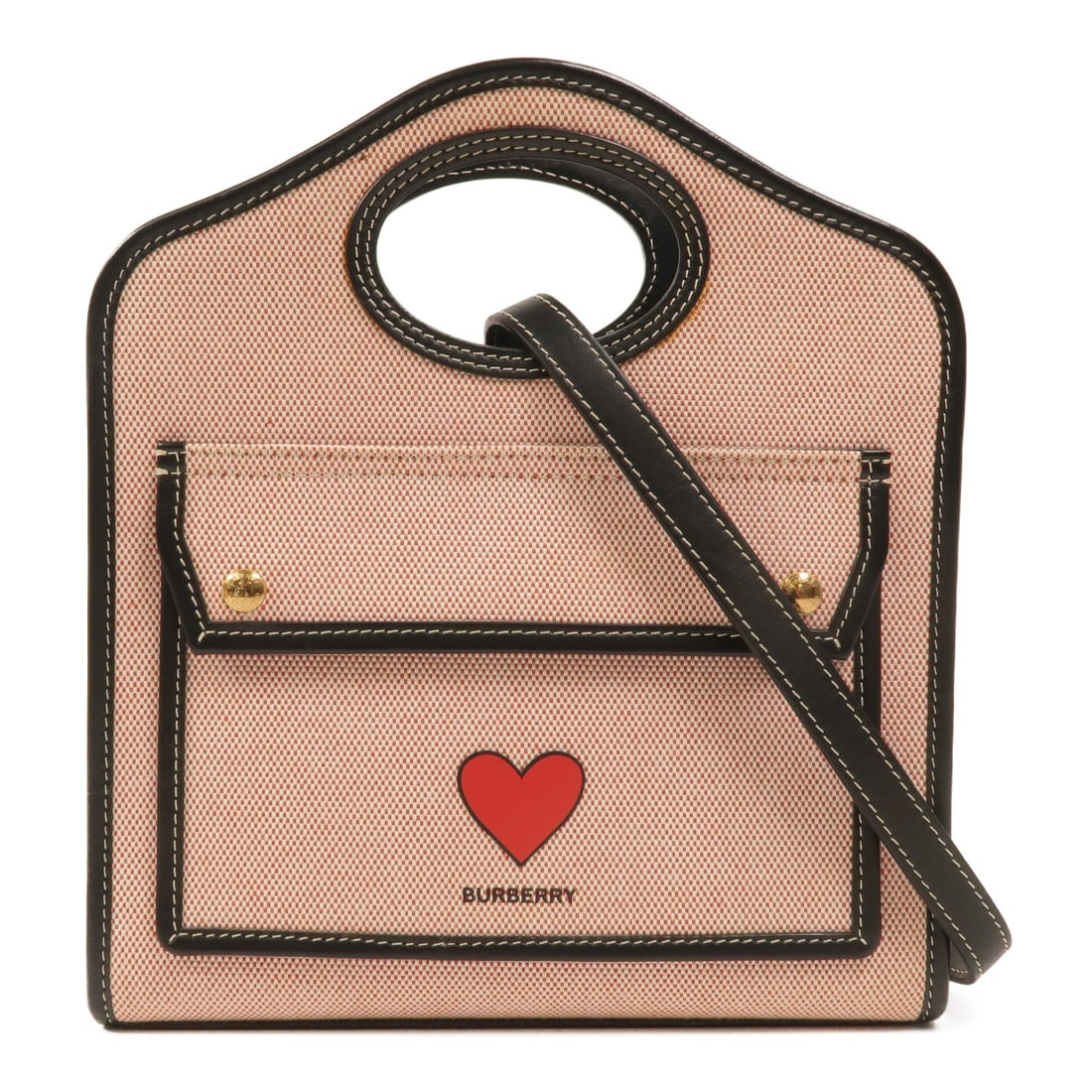 Burberry Mini Pocket Bag 2 Way Shoulder Bag Red Canvas Leather: Burberry Mini Pocket Bag 2 Way Shoulder Bag Red Canvas Leather Burberry Mini Pocket Bag 2 Way Shoulder Bag in canvas and leather, presented in red, black, and pink. This women's regular-size bag is ma