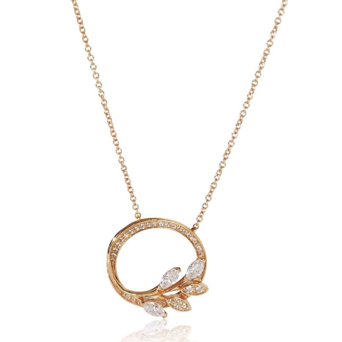 Tiffany Co Victoria Vine 18k Rose Gold Diamond Pendant: Tiffany Co Victoria Vine 18k Rose Gold Diamond Pendant This Tiffany & Co. Victoria Vine pendant is crafted from 18k rose gold and features a delicate arrangement of diamonds with a total carat weight 