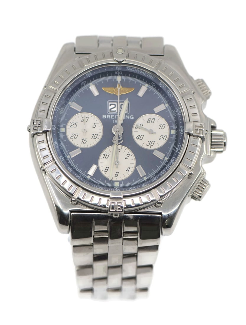 Breitling Crosswind Chronograph Stainless Steel 44mm Watch A44355 with Box and Papers: Breitling Crosswind Chronograph Stainless Steel 44mm Watch A44355 with Box and Papers Introducing the Breitling Crosswind Chronograph, a sophisticated wristwatch crafted with precision and style. This