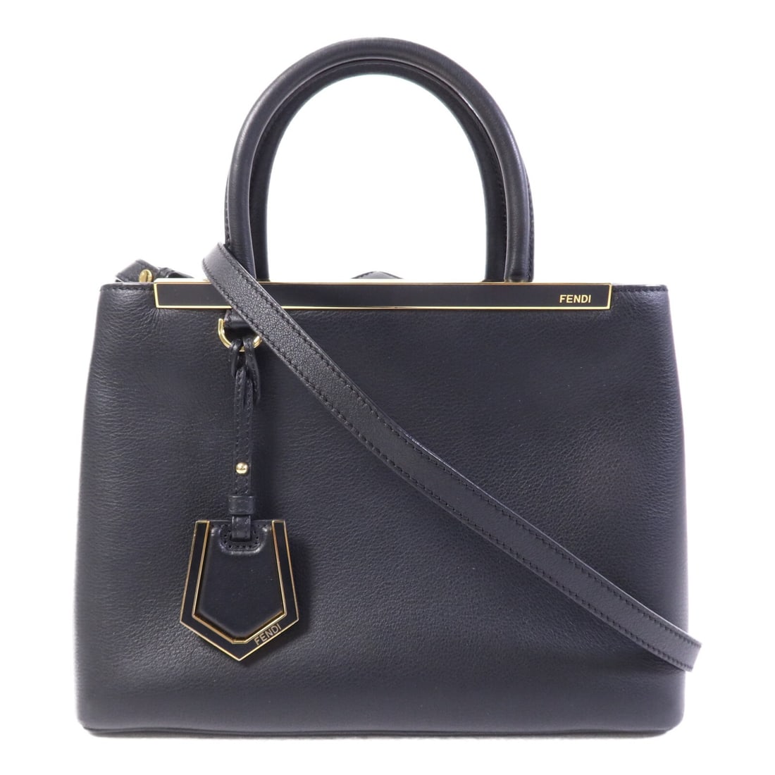 Fendi 2 Jours 8BH253 Black Calfskin 2 Way Shoulder Bag (1 of 14)