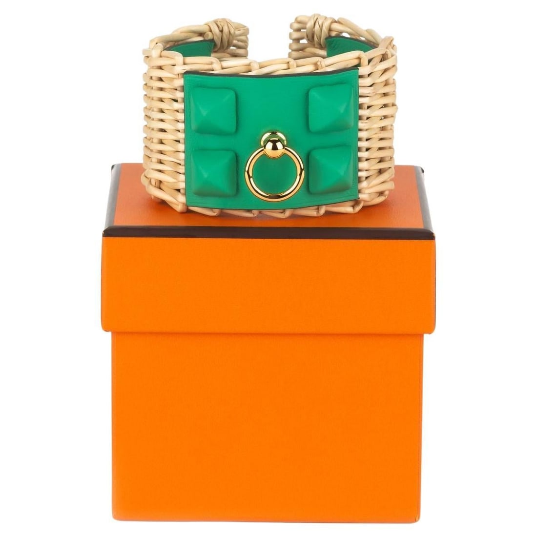 Hermes Picnic Gaine cuff bracelet wicker swift calfskin T2 (1 of 6)
