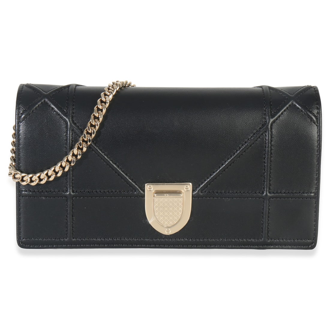 Christian Dior Diorama Croisiere Chain Wallet Black Calfskin Leather (1 of 9)