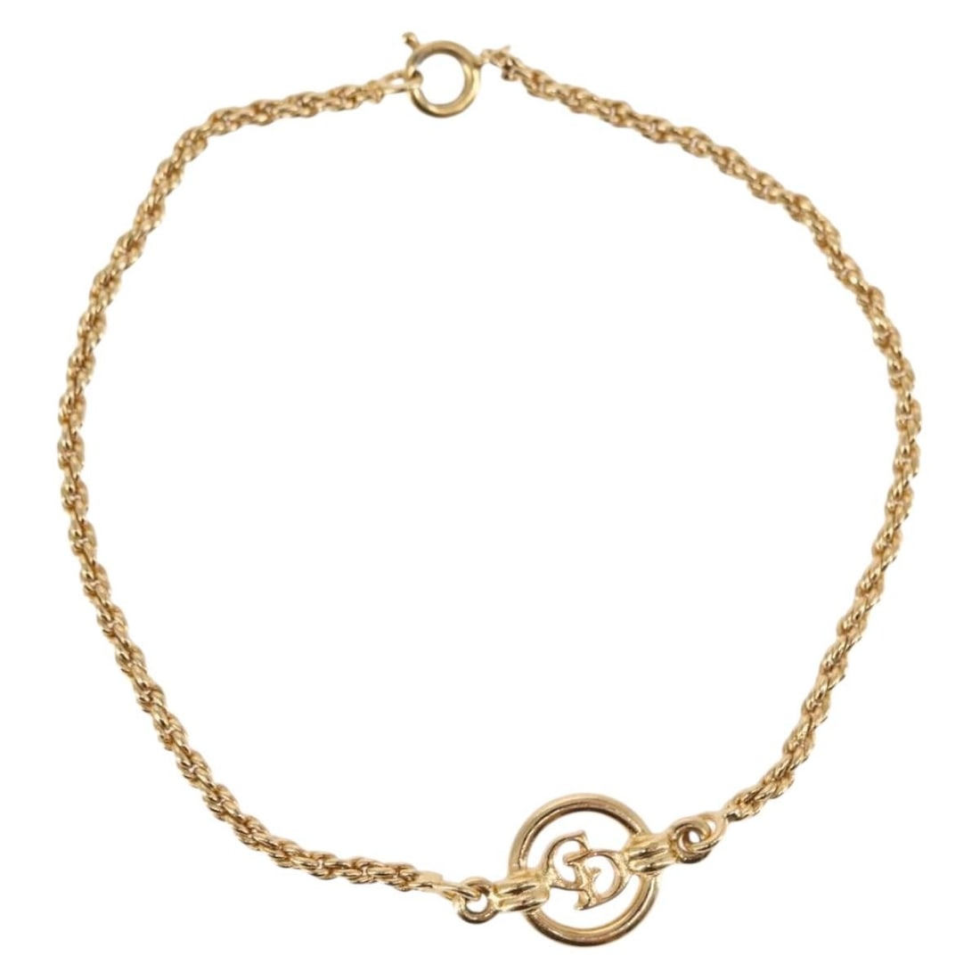 Christian Dior Circle Logo Bracelet Gold Tone Metal Auth 146060 (1 of 11)