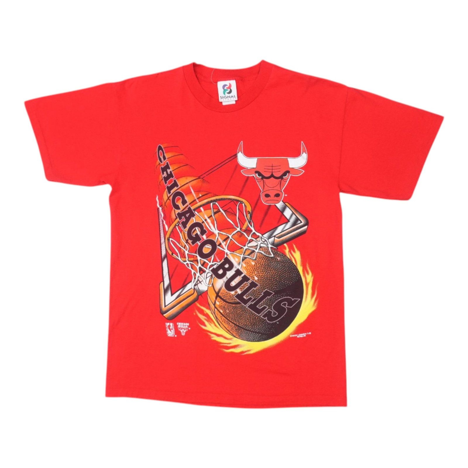 Vintage 1990s Red Chicago Bulls Cotton Shirt Large: Vintage 1990s Red Chicago Bulls Cotton Shirt Large This authentic vintage Chicago Bulls shirt from the 1990s is made of 100% cotton and features a red color with no graphics on the back. The shirt is 