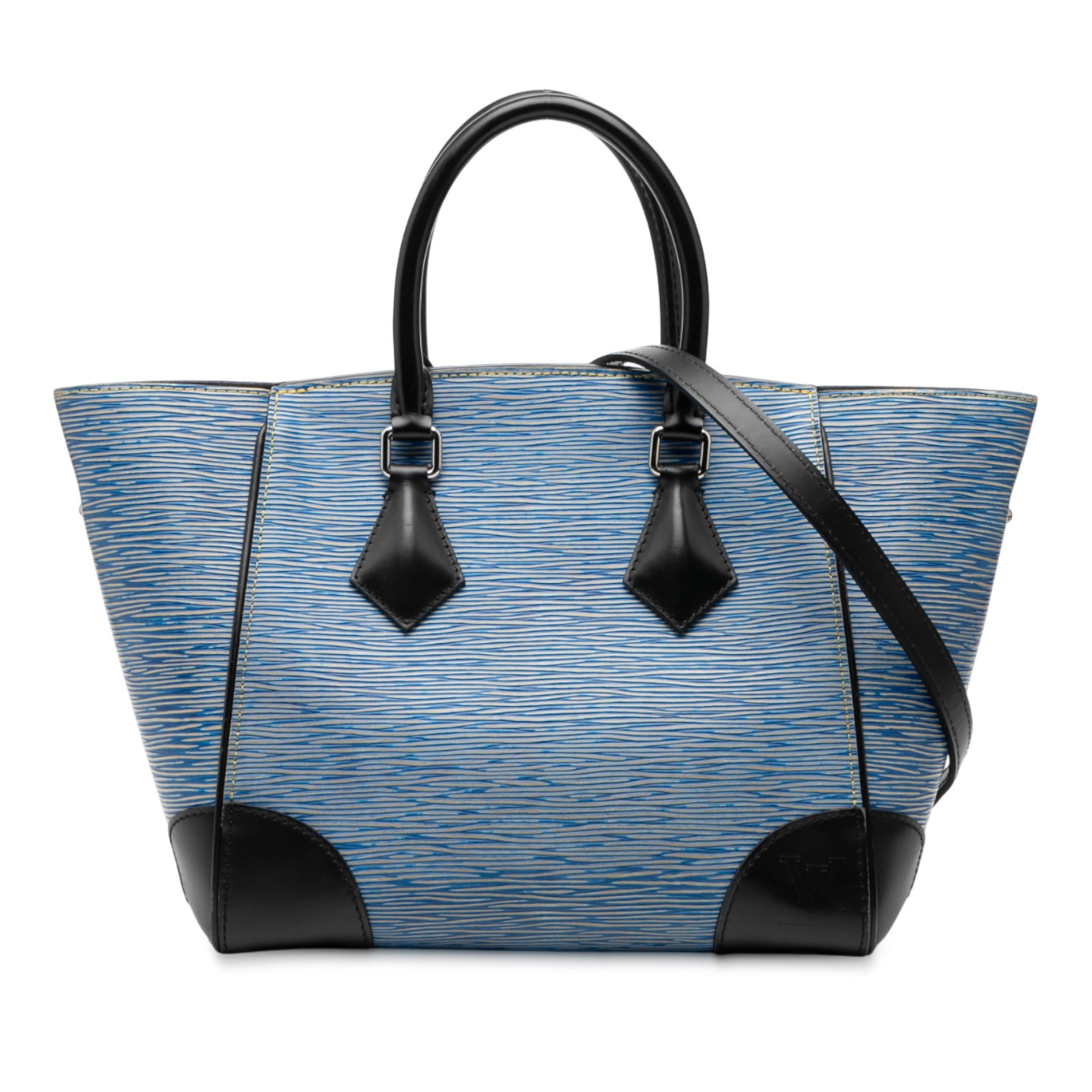 Louis Vuitton Epi Leather Phenix PM Blue Tote with Detachable Strap: Louis Vuitton Epi Leather Phenix PM Blue Tote with Detachable Strap This Louis Vuitton Epi Phenix PM features a blue epi leather body with rolled leather handles and a detachable flat leather strap. T