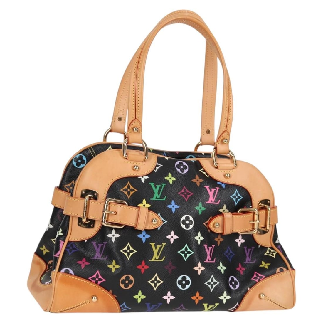 Louis Vuitton Claudia M40194 Black Monogram Multicolor Canvas Handbag: Louis Vuitton Claudia M40194 Black Monogram Multicolor Canvas Handbag Louis Vuitton Claudia hand bag in Black Monogram Multicolor Canvas, made in Italy. It includes a dust bag and features a shoulder 