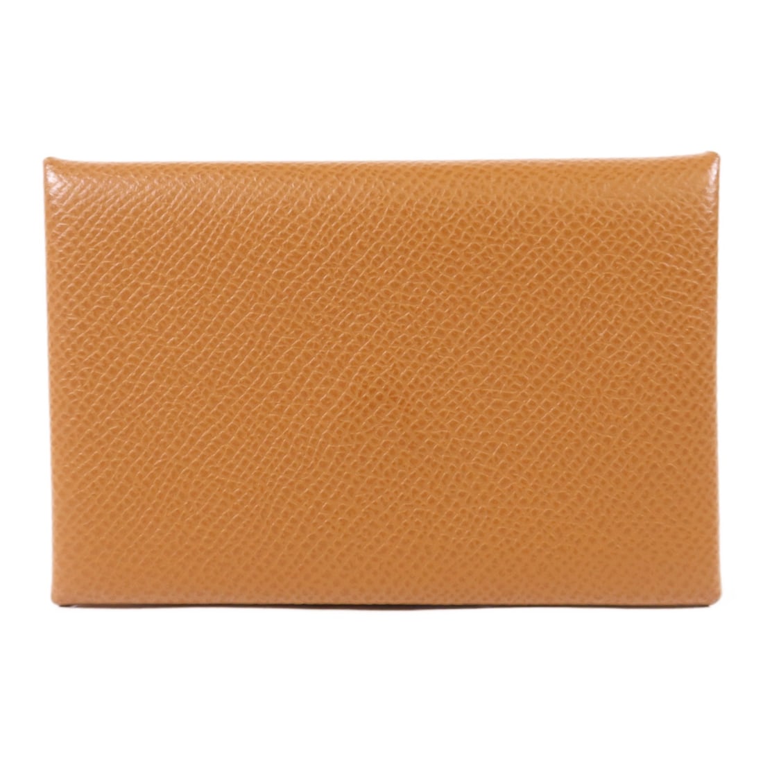 HERMES Calvi Epsom Calfskin Card Case Gold Brown PHW: HERMES Calvi Epsom Calfskin Card Case Gold Brown PHW Hermes Calvi card case in Epsom and calfskin (cowhide) leather, presented in gold and brown. It features a hook button closure and comes with a sto