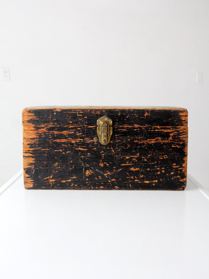 Early 20th Century Black Painted Ballot Container: Early 20th Century Black Painted Ballot Container This early 20th century primitive ballot box features a black-painted finish with a richly worn patina, showcasing its age and character. Its simple, 