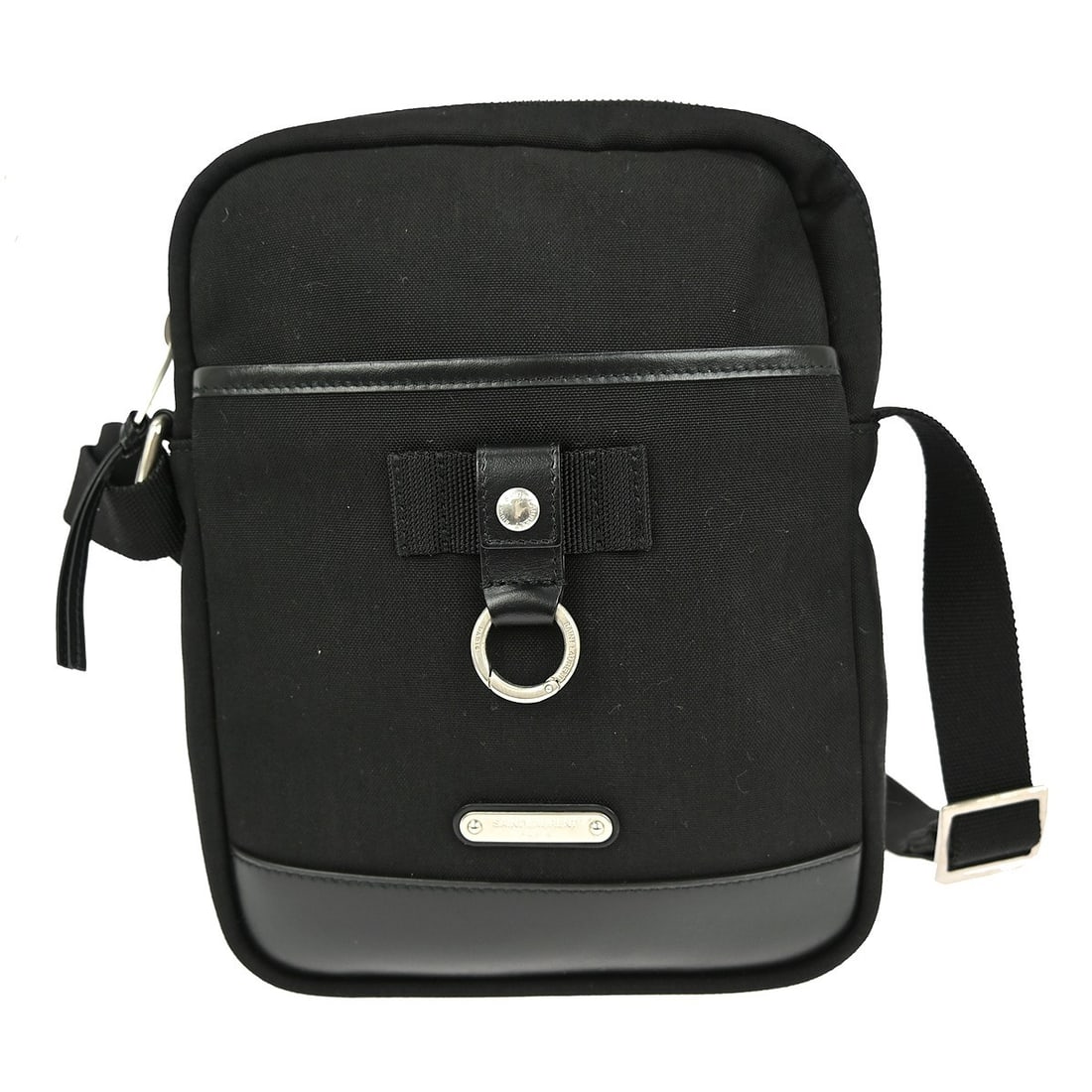 Yves Saint Laurent Rivington Black Leather Canvas Shoulder Bag: Yves Saint Laurent Rivington Black Leather Canvas Shoulder Bag Black Rivington shoulder bag by Saint Laurent, made in Italy from leather and canvas. It features one exterior pocket and two interior po