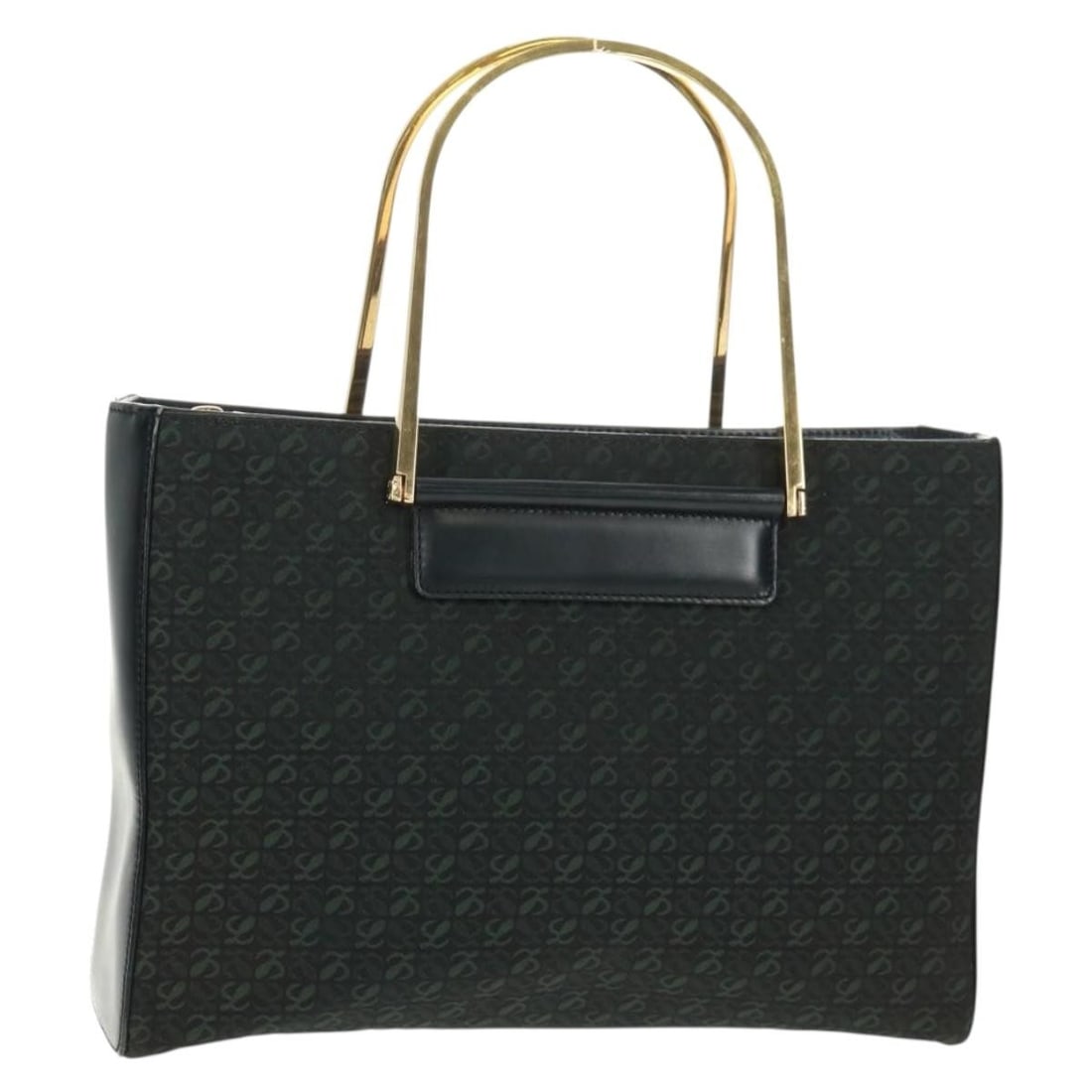 LOEWE canvas handbag black and gold with dust bag: LOEWE canvas handbag black and gold with dust bag LOEWE hand bag in black and gold canvas, made in Spain. It comes with a dust bag and has approximate dimensions of 28 cm W x 20 cm H x 8 cm D, with a 