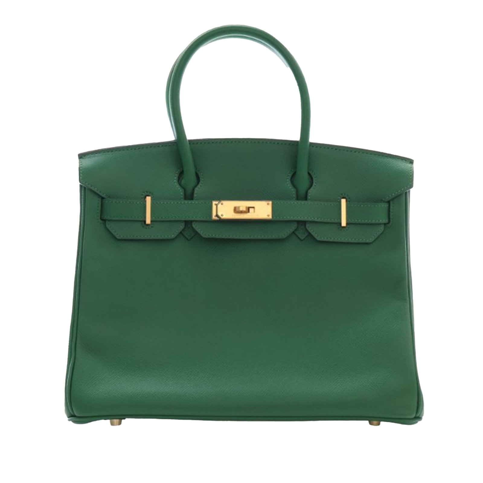 Hermes Birkin Retourne 30 Courchevel Leather Bag: Hermes Birkin Retourne 30 Courchevel Leather Bag Hermes Courchevel Birkin Retourne 30 bag in Vert Bengale green Courchevel leather. It features rolled leather handles, a front flap with a metal lock c