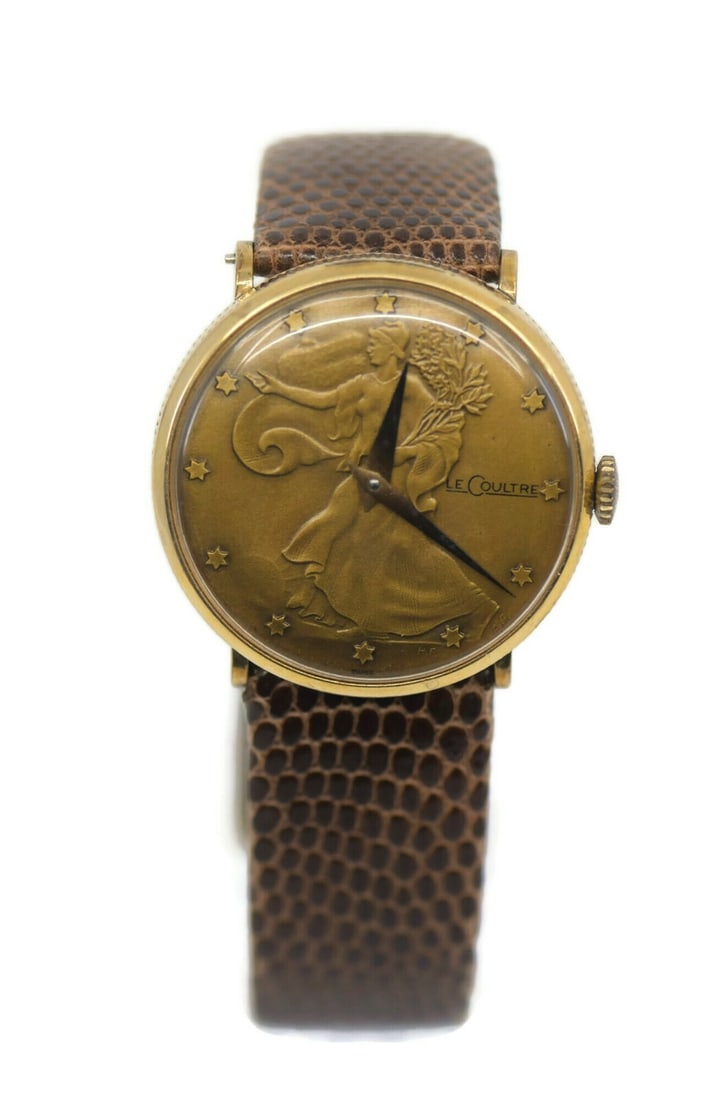 Jaeger-LeCoultre Vintage 10K Gold Filled Coin Wristwatch: Jaeger-LeCoultre Vintage 10K Gold Filled Coin Wristwatch This exquisite Lecoultre Vintage 10K Gold Filled Coin Watch showcases a classic design ideal for collectors and enthusiasts alike. The watch fe