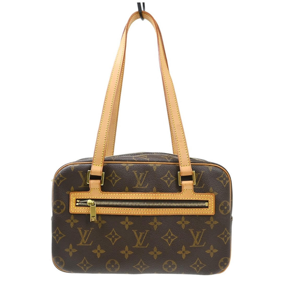 Louis Vuitton Cite MM Monogram Shoulder Bag M51182 FL1012: Louis Vuitton Cite MM Monogram Shoulder Bag M51182 FL1012 Vintage Louis Vuitton Cite MM shoulder bag in brown Monogram canvas with leather trim and double handles. This zip-top handbag features beige 