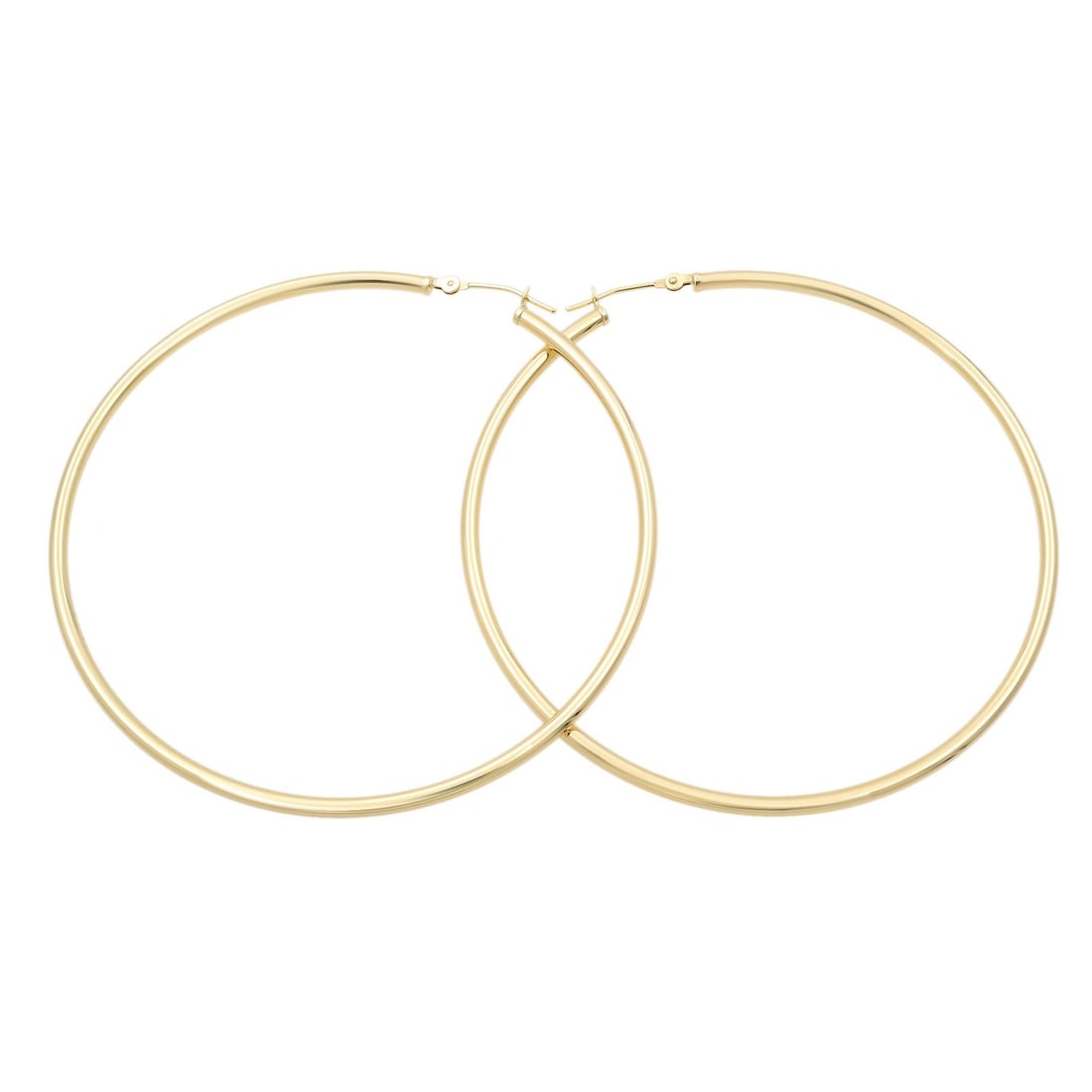 Rachel Koen 14K Yellow Gold 2.2 Inch Large Hoop Earrings: Rachel Koen 14K Yellow Gold 2.2 Inch Large Hoop Earrings Make a bold fashion statement with these large hoop earrings crafted from 14K yellow gold. Measuring 2.2 inches in diameter, these earrings sho