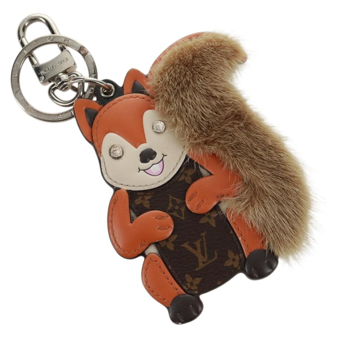 Louis Vuitton M00345 Porte Cles Squirrel Monogram Canvas Charm: Louis Vuitton M00345 Porte Cles Squirrel Monogram Canvas Charm Louis Vuitton Monogram Porte Cles Squirrel Charm in brown Monogram canvas. This charm is made in Italy and comes with a dust bag and item