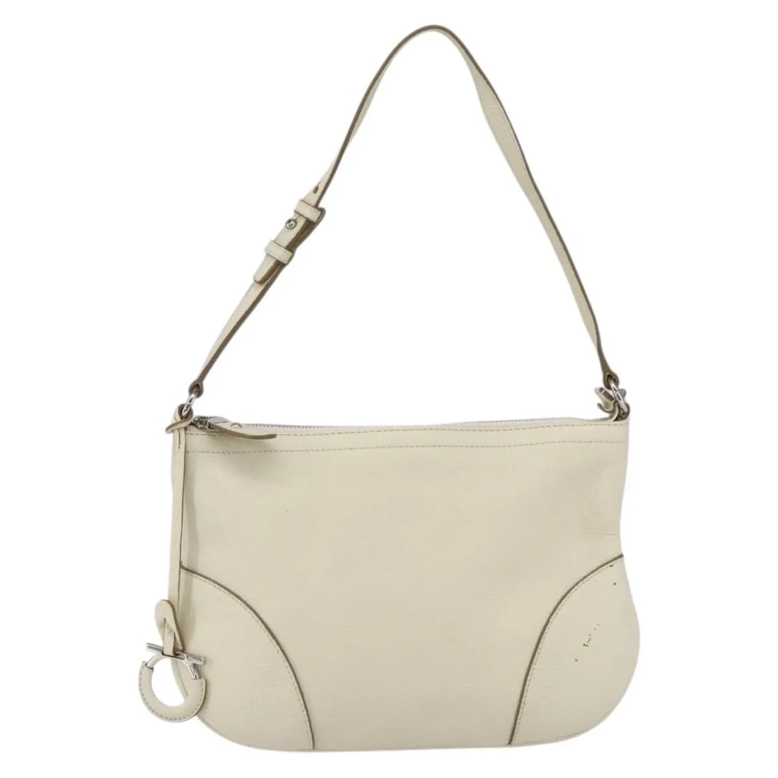 White Leather Shoulder Bag Salvatore Ferragamo Gancini (1 of 18)